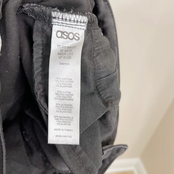 ASOS Denim Black Ripped Skinny Jeans Womens Size 26 Raw Fray Hem Cotton Stretch - Picture 9 of 10